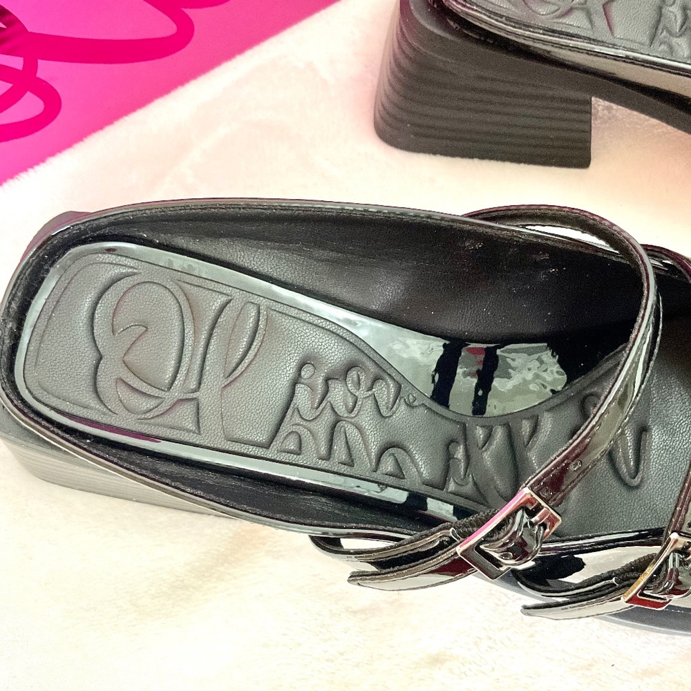 OLIVIA MILLER AQUARIUS BLACK PATENT LEATHER SQUARE TOE  MARY JANE SLIP ON SZ 8.5 - Picture 11 of 12
